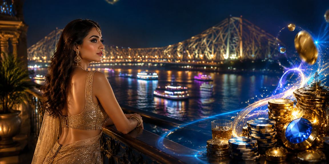 Beautiful Kolkata Howrah Bridge by night illustrating India’s vibrant betting culture